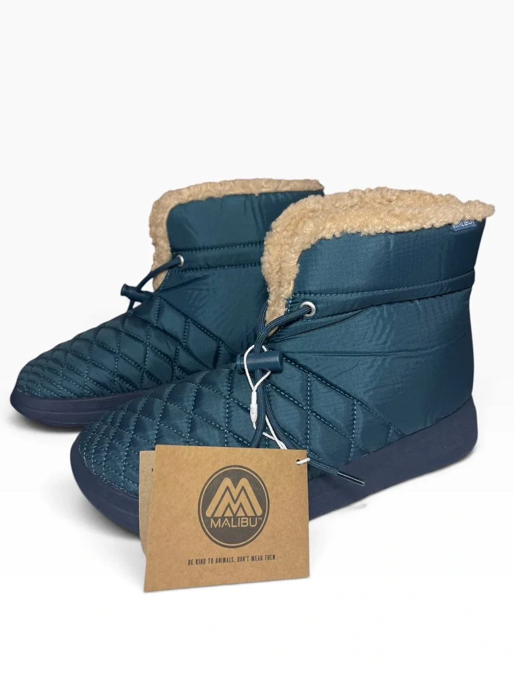 Malibu Sandals Chukka Boots Blue Vegan Drawstring Quilted Shoes Mens US 8 NEW